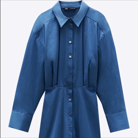 Zara Blue Shirt Dress Small - Picture 3 of 3
